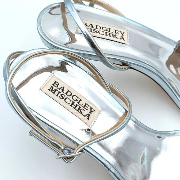 Badgley Mischka Ivette Pearl Heel Evening Sandals Women's Blue Size US8M EU39 - Picture 10 of 10